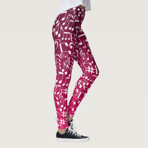 Legging Vermelho Roxo Burgundy Rico c/ Notas Musicais Danç