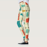 Legging Vermelho Teal de Idade Atômica do Meio século do M<br><div class="desc">Leggings Vermelhas Teais de Idade do Espaço Atômico do Meio século Retroativo</div>