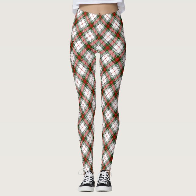 Legging Vermelho, verde e branco clássicos do ~ da xadrez (Frente)