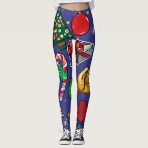 Legging Vermelhos Vermelhos Azuis Coloridos da Vintagem de