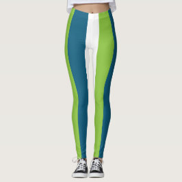 Legging Verticais Verticais Verdes Azuis