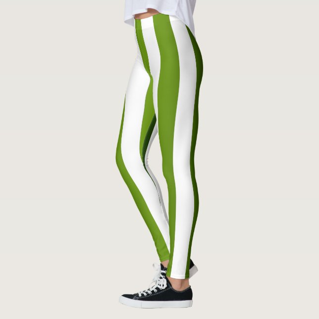 Legging Vertical Striped Designer ~ Verde ~ Branco ~ (Esquerda)