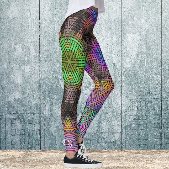 Legging Véspera de Mandala Verde Rosa e Azul (Criador carregado)