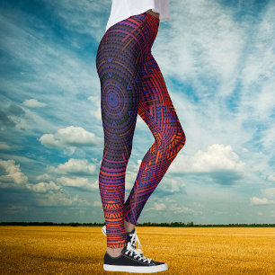 Legging Véspera Mandala Vermelho Laranja e Roxo