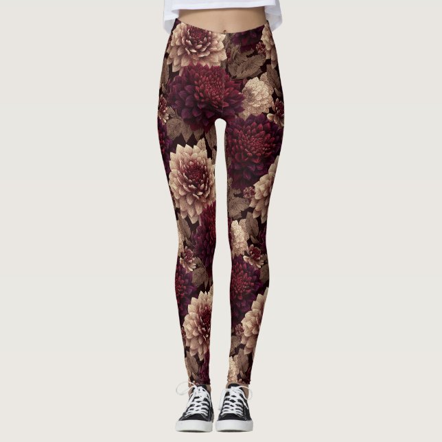 Legging Vestuário de ginásio de flor de dálias Vestido de  (Frente)