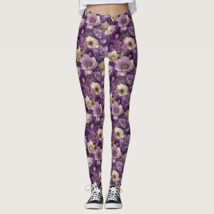 Legging Vestuário Feminino Ativo Anêmonas Flor Pétala de A