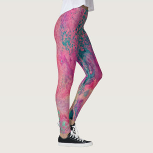 Legging “Véu Etéreo” – Azul Turquesa Rosa Abstrato