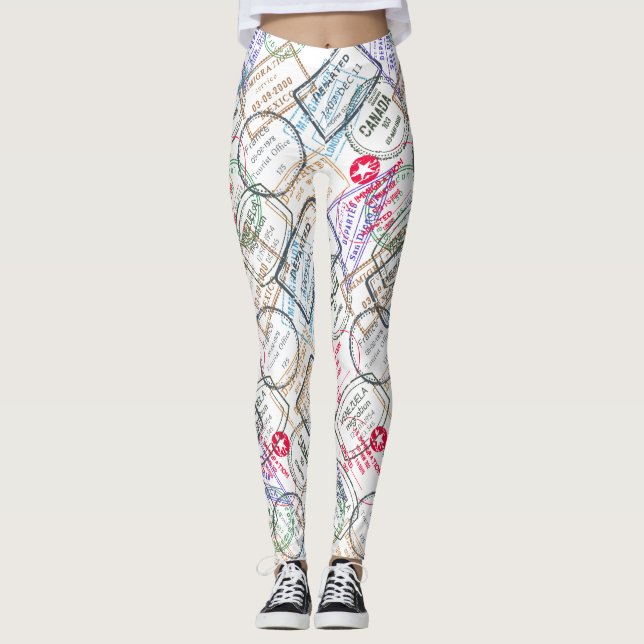 Legging Viagem de Carimbos do Passport (Frente)