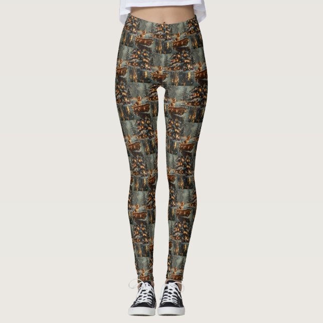 Legging Viagem Festiva de Natal do Beagle (Frente)