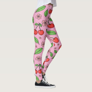 Legging Vibes Vermelhas Cereja Kawaii Estética Fofo Femini