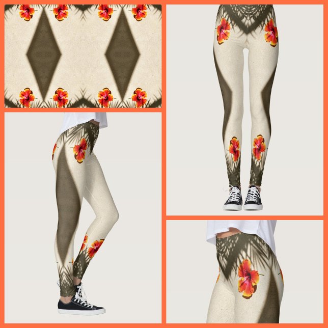 Legging Víblias tropicais do Flor de Hibiscus (Criador carregado)