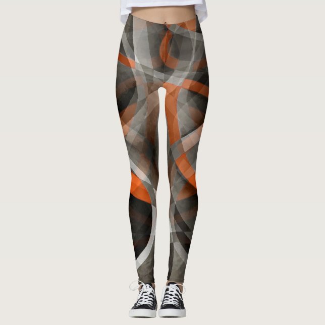 Legging Vibrações dos Anos Oitenta Laranja Queimado e Cama (Frente)