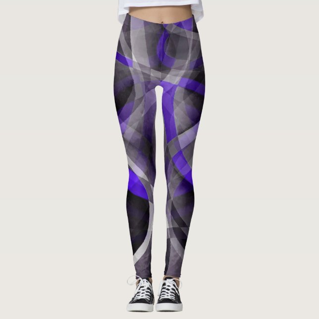 Legging Vibrações dos Anos Oitenta Violeta Azul e Cinza Pa (Frente)