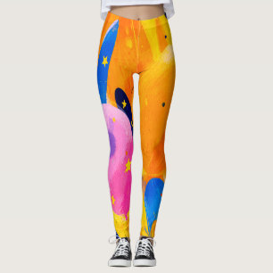 Legging Vibrant Abstract Celebration with Colorful Balloon