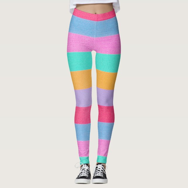 Legging Vibrant Colorful Retro Stripes (Frente)