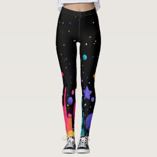 Legging Vibrant Cosmic Drip Abstract Space Art