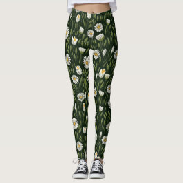 Legging Vibrant Daisy Pattern with Lush Green Accents
