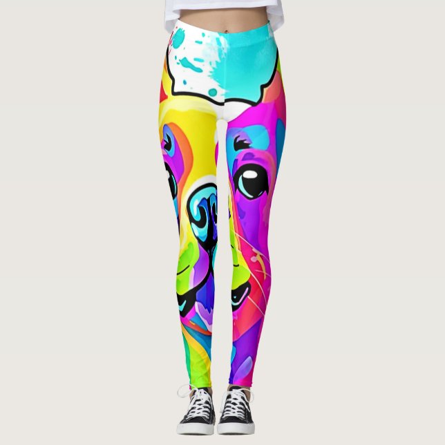Legging Vibrant Frenchie Bulldog Puppy Art (Frente)