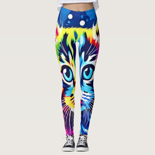 Legging Vibrant Neon Gatinho Art (Frente)