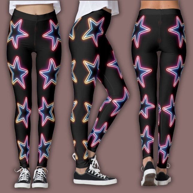 Legging Vibrant Neon Pattern | 80's Electric Star (Criador carregado)