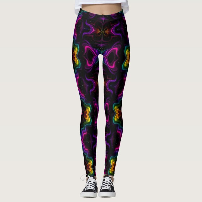 Legging Vibrant Psychedelic Pattern | Neon Kaleidoscope (Frente)