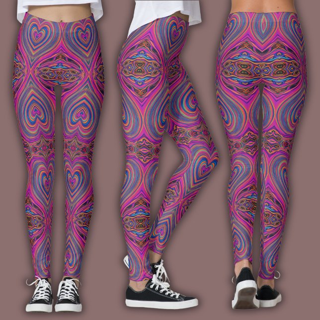 Legging Vibrant Psychedelic Pattern | Trippy Magent/Blue (Criador carregado)