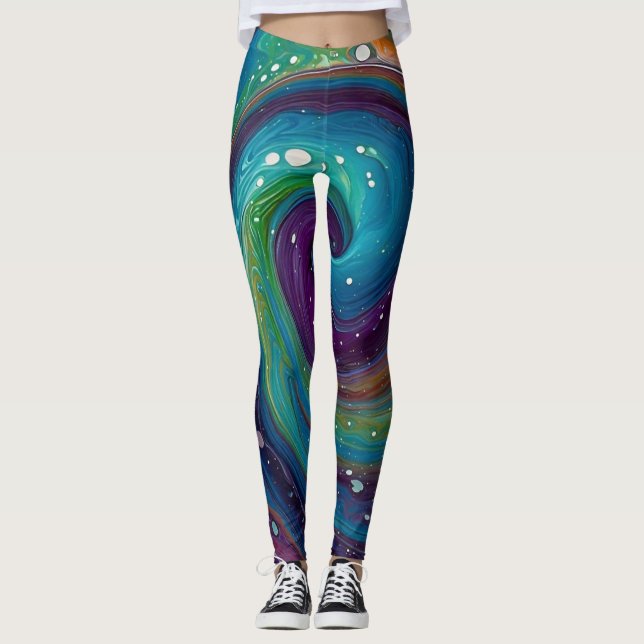 LEGGING "VIBRANT SWIRLS: A CAPTIVING MARBLING DIP DESIGN (Frente)