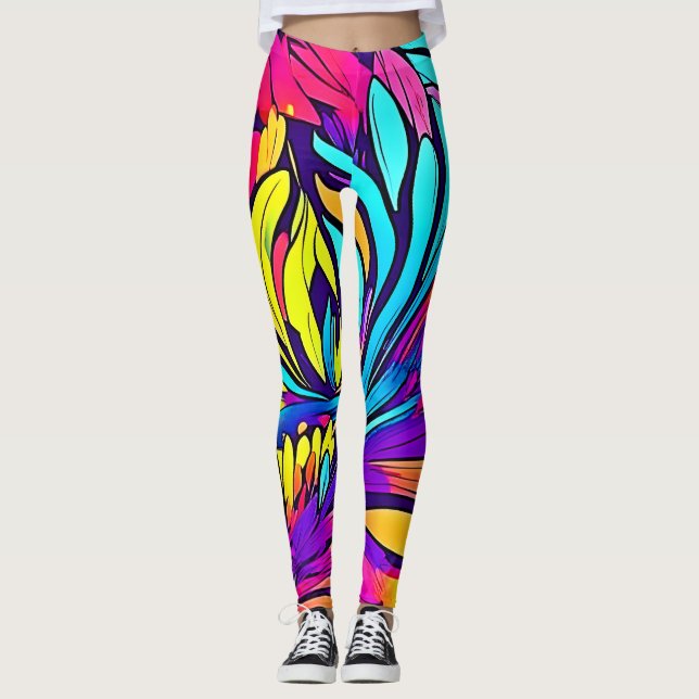 Legging Vibrante Abstrato Floral (Frente)