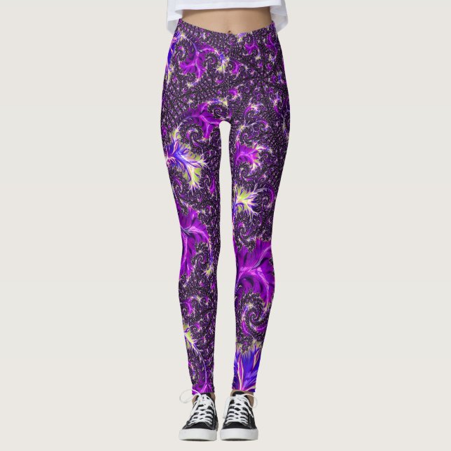 Legging Vibrante Colorido Trippy Groovy Boho Espiral Fract (Frente)