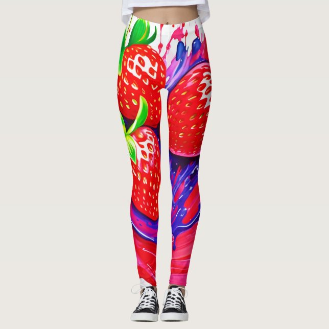 Legging Vibrante Explosão de Morango (Frente)