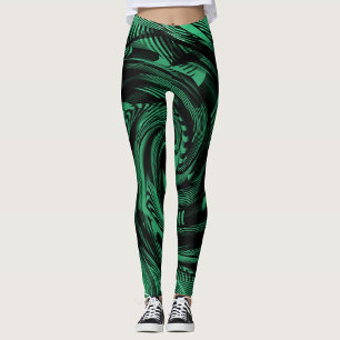 Legging vibrante fluido azul verde fluido abstrato