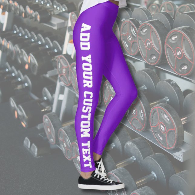 Legging Vibrante Roxo Ousado Texto Personalizado Vertical  (Criador carregado)