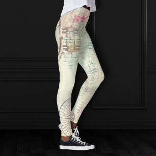 Legging Victorian Steampunk Grunge de Aquarela Pastel