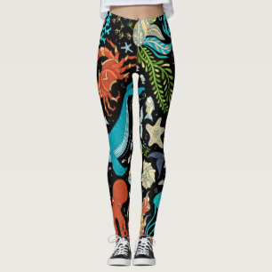 Legging Vida marinha selvagem: vindima colorido.