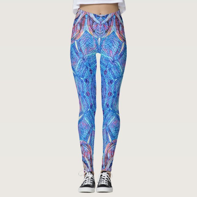 Legging vidro manchado em azul & em vermelho (Frente)