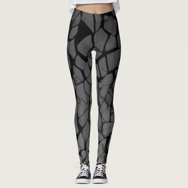 Legging Vidro Negro e Cinza estilhaçada (Frente)