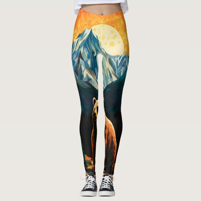 Legging Vidro Selvagem Montanha Urso Sunset (Frente)