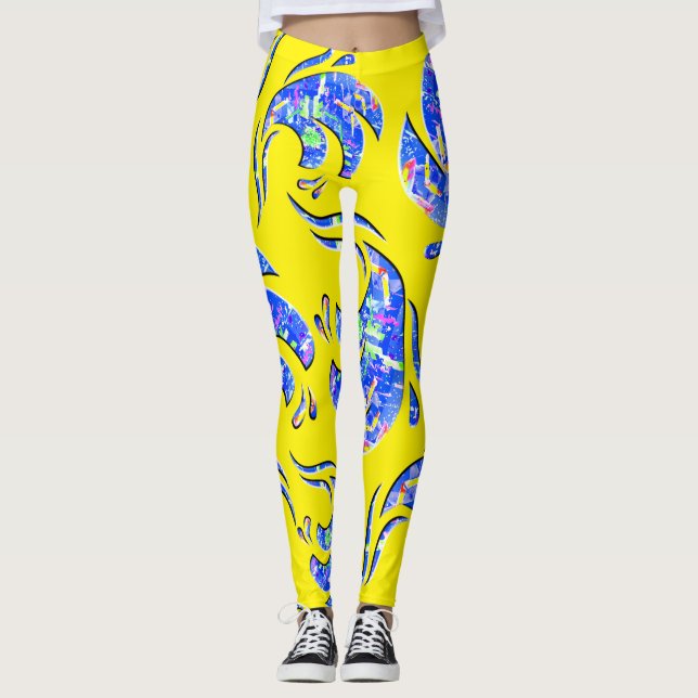 Legging Viele abstrakte Kunstwellen (Frente)