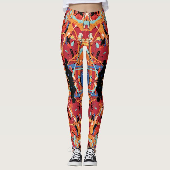 Legging Villain Orange Black splatter de 16 bits (Frente)