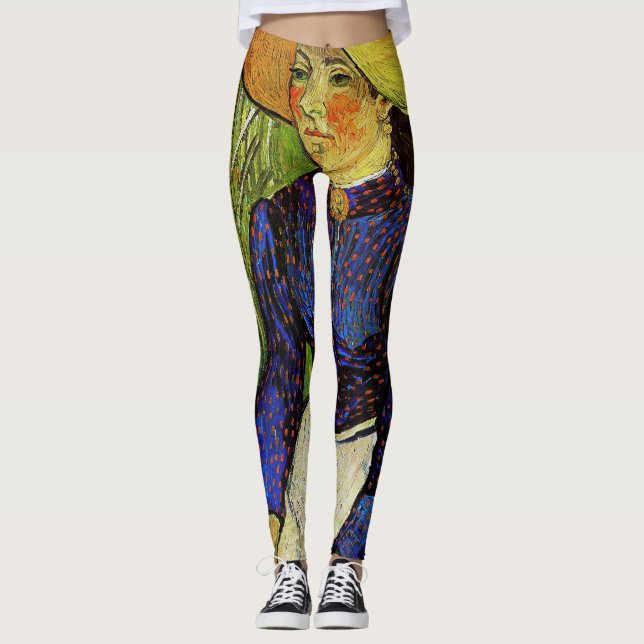 Legging Vincent van Gogh - Garota camponesa com chapéu de  (Frente)