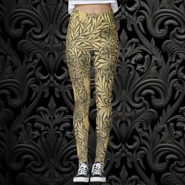 Legging Vine de William Morris, Padrões de Tecidos Antigos (Vine by William Morris, Vintage Textile Patterns Leggings)