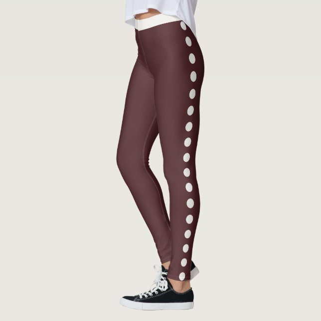 Legging Vinho Tinto Escuro Neutro Padrão de Bolinhas Custo (Esquerda)