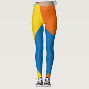 Legging vintage amarelo Abstrato cor azul bloco laranja