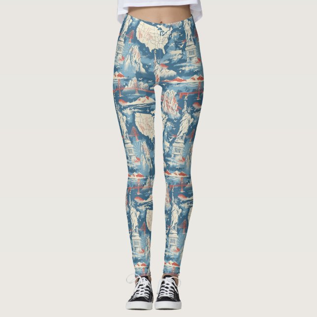Legging Vintage American Landmark Pattern - Liberty, EUA (Frente)
