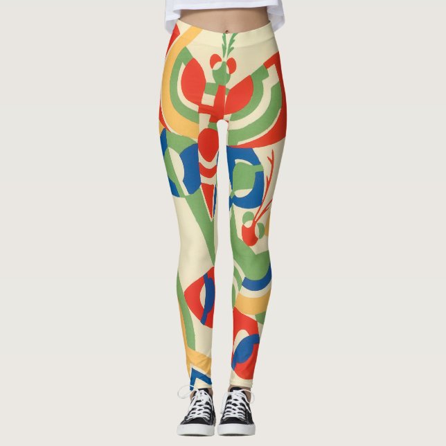 Legging Vintage Art Deco Jazz Pochoir Garden Butterflies (Frente)