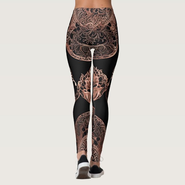 Legging Vintage Black & Rosegold AI art (Verso)