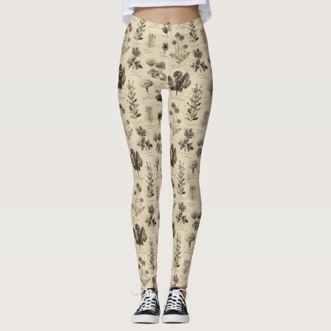 Legging Vintage Botanical Floral Pattern (10) (Frente)