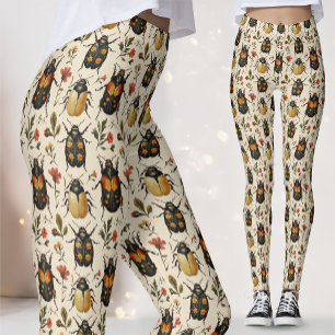 Legging Vintage Creme Dark Academia Escaravelho