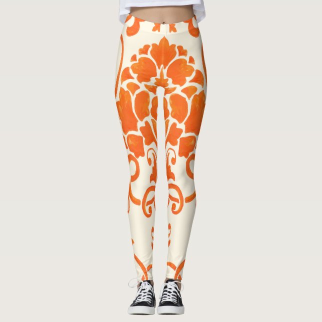 Legging Vintage Damask: Elegante Textura sem costura (Frente)
