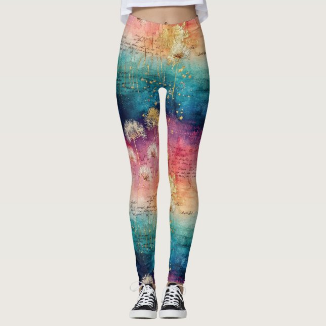 Legging Vintage Dandelion Abstract Pattern (1) (Frente)